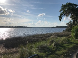 The view of the water from a Skidaway Island golf cart path